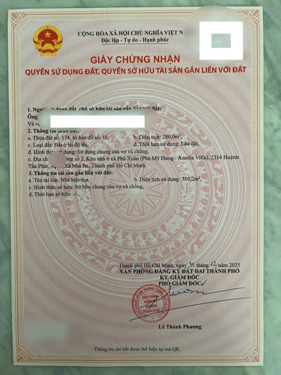 phap ly so hong nha ban - Giá mua bán nhà Biệt thự đơn lập 4pn kdc Amelie Villa Nhà Bè T10/2026